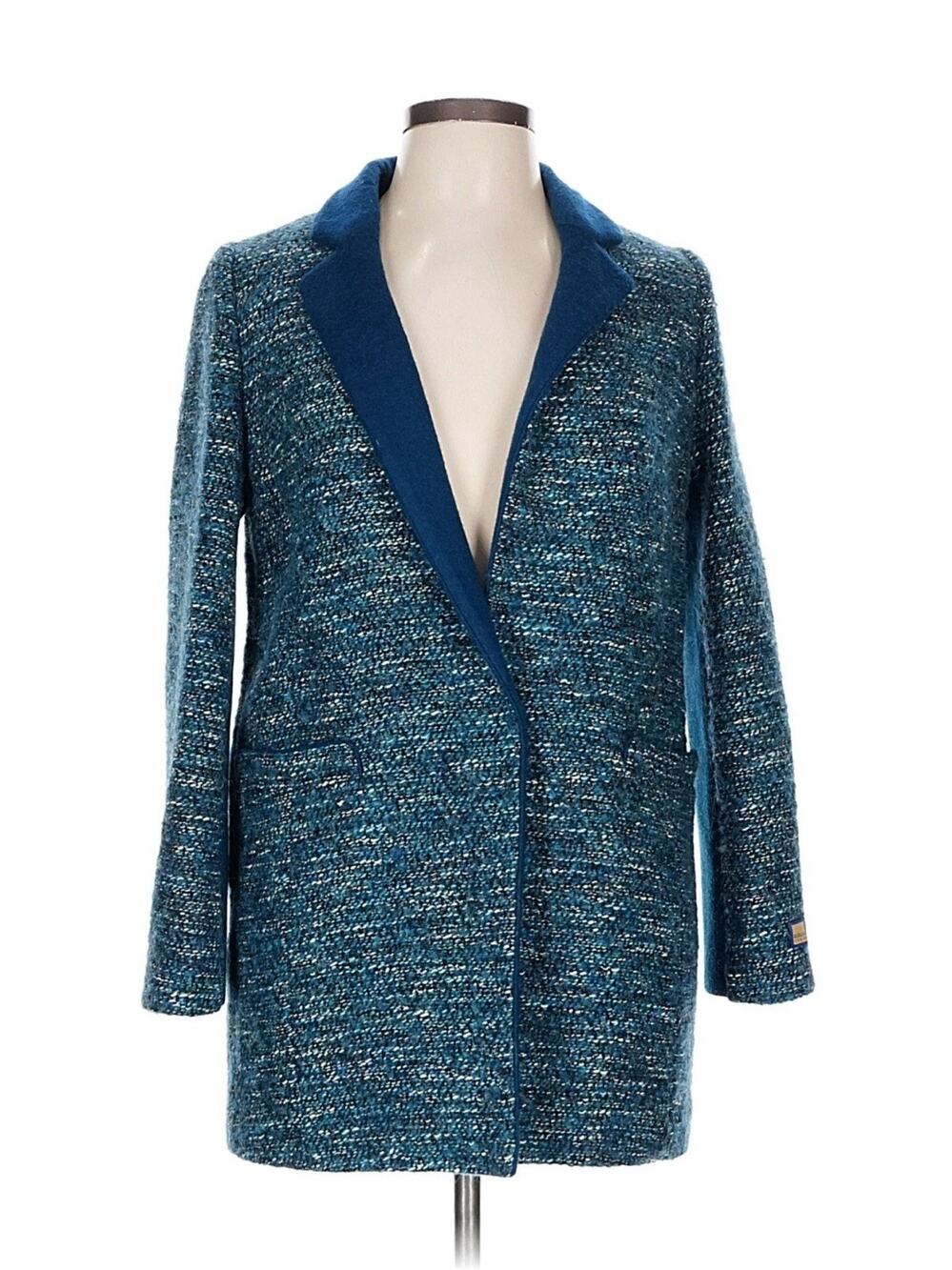 Pierre Cardin Paris Tweed Blue Long Line Blazer Jacket Large